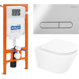 Инсталляция с подвесным безободковым унитазом BelBagno Tre BB8001CHR/SC/BB002-80/BB005-PR-CHROME фото 