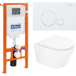 Инсталляция с подвесным безободковым унитазом BelBagno Tre BB8001CHR/SC/BB002-80/BB014-SR-BIANCO фото 