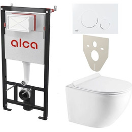 Инсталляция Alcaplast AM101/1120-4:1 RU с подвесным безободковым унитазом Azario Gloria AZ-2003 фото 