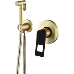 Набор для гигиенического душа Bronze de Luxe Element EL28GB, золото матовое /черный фото 