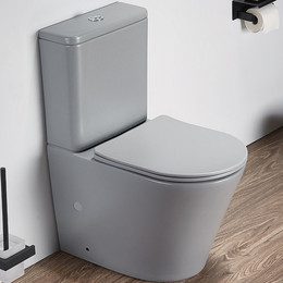 Унитаз-компакт CeramaLux Rimless 2179XMH с крышкой микролифт, серый матовый, Цвет производителя: серый фото 