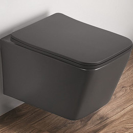 Унитаз подвесной CeramaLux Rimless 5170MDH с крышкой микролифт, серый матовый, Цвет производителя: серый фото 