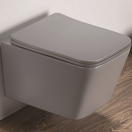 Унитаз подвесной CeramaLux Rimless 5170MH с крышкой микролифт, светло-серый матовый фото 