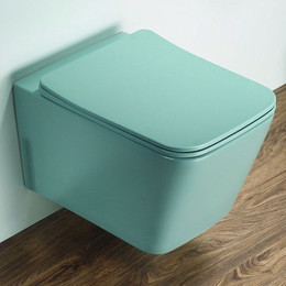 Унитаз подвесной CeramaLux Rimless 5170MLG с крышкой микролифт, зеленый матовый, Цвет производителя: зелёный фото 