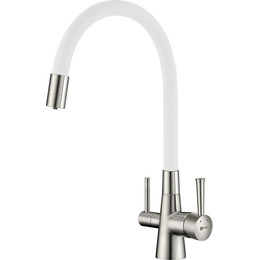Смеситель для кухни Lemark Comfort LM3075BN-White, никель/белый фото 