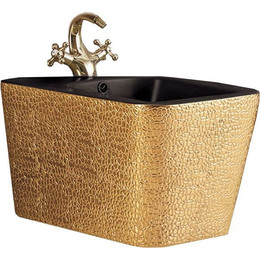 Биде подвесное Vincea Q-Line VB1-12G1B, золото/черный фото 