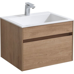 Тумба подвесная с раковиной Vincea Chiara 60 см VMC-2C600NO (раковина белая VCB-13600W), натуральный дуб фото 