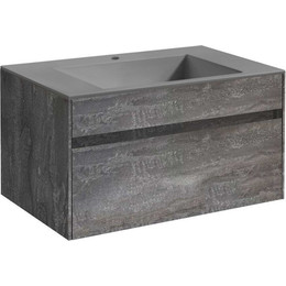 Тумба подвесная с раковиной Vincea Chiara 80 см VMC-2C800GS (раковина серая VCB-13800G), серый камень фото 