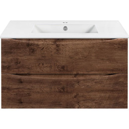 Тумба подвесная с раковиной Vincea Mia 90 см VMC-2MC900RW, тёмное дерево фото 