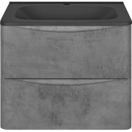 Тумба подвесная с раковиной Vincea Paola 60 см VMC-2P600BT (раковина черная VCB-2VP600B), бетон фото 