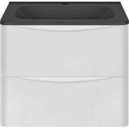 Тумба подвесная с раковиной Vincea Paola 60 см VMC-2P600GW (раковина черная VCB-2VP600B), белый глянец фото 