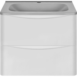 Тумба подвесная с раковиной Vincea Paola 60 см VMC-2P600GW (раковина серая VCB-2VP600G), белый глянец фото 