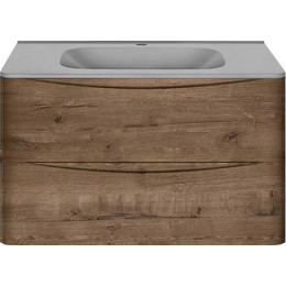 Тумба подвесная с раковиной Vincea Paola 80 см VMC-2P800VO (раковина серая VCB-2VP800G), дуб винтаж фото 