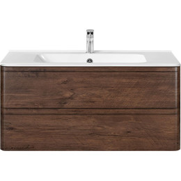 Тумба подвесная с раковиной Vincea Vico 100 см VMC-2V100RW, тёмное дерево фото 