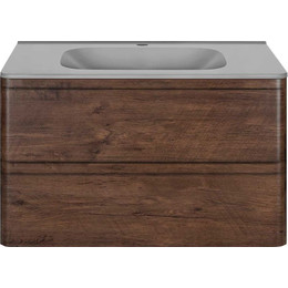 Тумба подвесная с раковиной Vincea Vico 80 см VMC-2V800RW (раковина серая VCB-2VP800G), тёмное дерево фото 