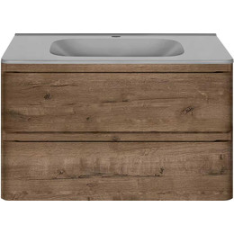 Тумба подвесная с раковиной Vincea Vico 80 см VMC-2V800VO (раковина серая VCB-2VP800G), дуб винтаж фото 