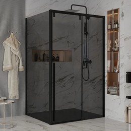 Душевое ограждение Ambassador Intense 130x100 см 110022202IBB-100IBB (стекло 8 мм) чёрный/тонированное фото 