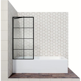 Шторка для ванны Ambassador Bath Screens 700х1400 мм 16041208 с кронштейном, чёрный/прозрачное фото 