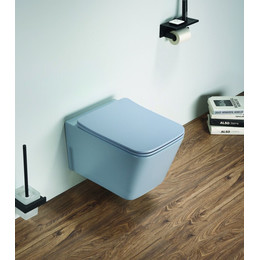 Унитаз подвесной CeramaLux Rimless 5170MHL с крышкой микролифт, голубой матовый, Цвет производителя: синий фото 