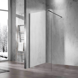 Душевая перегородка Vincea Walk-In 110 см VSW-1H110CLGM (стекло 8 мм) с кронштейном в комплекте, вороненая сталь/прозрачное фото 