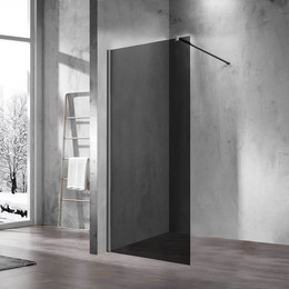 Душевая перегородка Vincea Walk-In 80 см VSW-1H800CGGM (стекло 8 мм) с кронштейном в комплекте, вороненая сталь/тонированное фото 