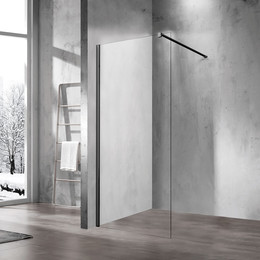 Душевая перегородка Vincea Walk-In 110 см VSW-1H110CLB (стекло 8 мм) с кронштейном в комплекте, черный/прозрачное фото 