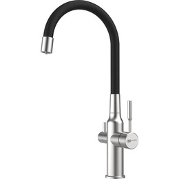 Смеситель для кухни Lemark Comfort LM5083S-Black, чёрный/сталь фото 