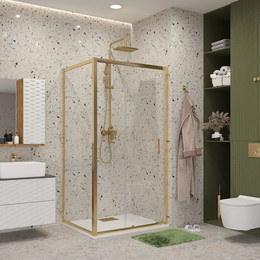 Душевое ограждение Niagara Nova 100x110 см NG-42-10AG-NG-A110G, золото/прозрачное фото 