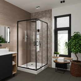 Душевое ограждение Niagara Nova 90x90 см NG-6808-08 BLACK, черный/прозрачное фото 