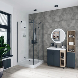 Душевое ограждение Niagara Nova 90x90 см NG-6813-08 BLACK, черный/прозрачное фото 