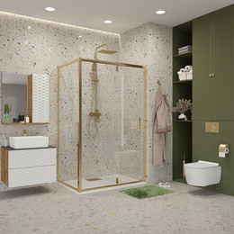 Душевое ограждение Niagara Nova 120x90 см NG-43-12AG-NG-A90G, золото/прозрачное фото 
