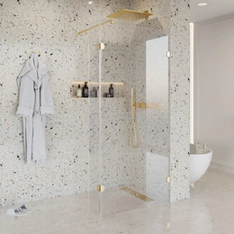 Душевая перегородка Niagara Nova 90 см NG-642-90GOLD с кронштейном, золото/прозрачное фото 