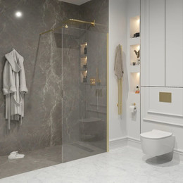 Душевая перегородка Niagara Nova 90 см NG-643-90GOLD с кронштейном, золото/прозрачное фото 