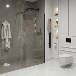 Душевая перегородка Niagara Nova 70 см NG-683-70BLACK с кронштейном, черный/прозрачное фото 