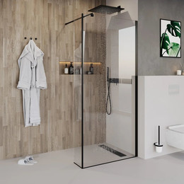 Душевая перегородка Niagara Nova 90 см NG-684-90BLACK с кронштейном, черный/прозрачное фото 