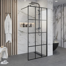 Душевая перегородка Niagara Nova 120 см NG-685-12BLACK с кронштейном, черный/прозрачное фото 