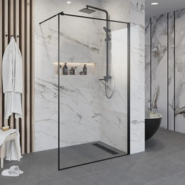 Душевая перегородка Niagara Nova 120 см NG-687-12BLACK с кронштейном, черный/прозрачное фото 