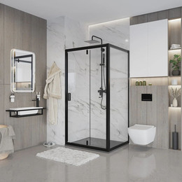 Душевое ограждение Niagara Nova 90x80 см NG-83-9AB-NG-A80B, черный/прозрачное фото 