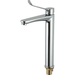 Смеситель для раковины высокий с локтевой (хирургической) ручкой Gappo G1021-21, Цвет производителя: хром фото 