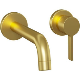 Смеситель для раковины настенный Paini Brera 74PJ208, золото матовое фото 