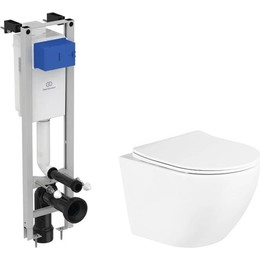 Инсталляция Ideal Standard Prosys Eco Frame M с подвесным безободковым унитазом BelBagno Uno BB3105CHR/SC фото 