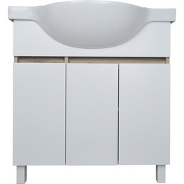 Тумба напольная с раковиной Стиль Глория 80Н см (раковина Teo), белый/дуб кантри фото 