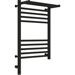 Полотенцесушитель электрический Сунержа Богема с полкой 3.0 П10 600x400 мм (прямая перемычка) 31-5806-6040 L, чёрный матовый фото 