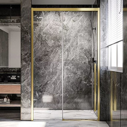 Душевая дверь Veconi Premium Trento 130 см PTD30-G-130-01-C4 (стекло 8 мм), золото/прозрачное фото 