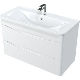 Тумба подвесная с раковиной Mirsant Bravo 100 см (раковина adel 100) белый фото 