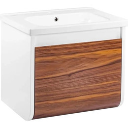 Тумба подвесная с раковиной Pestan Vision 60 см VSN600T-CR (раковина Creavit 60) дуб орех/белый фото 