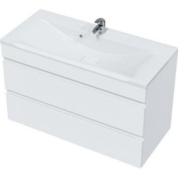 Тумба подвесная с раковиной Mirsant Next 100/2 см (раковина Premier 1000) белый фото 