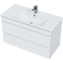 Тумба подвесная с раковиной Mirsant Next 100/2 см (раковина More 100) белый фото 