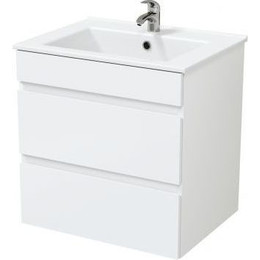 Тумба подвесная с раковиной Mirsant Next 60/2 см (раковина Next 60), белый фото 