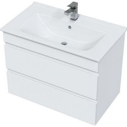 Тумба подвесная с раковиной Mirsant Next 80/2 см (раковина More 80), белый фото 